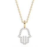 .20ct G SI 14K Yellow Gold Diamond Hand of Hamsa Pendant Necklace 18" Long Chain