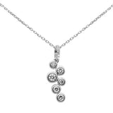 .33ct G SI 14K White Gold Bezel Set Diamond Pendant Necklace 18" Long Chain