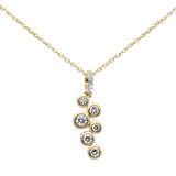 .33ct G SI 14K Yellow Gold Bezel Set Diamond Pendant Necklace 18" Long Chain