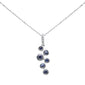 .43ct G SI 14K White Gold Diamond & Blue Sapphire Gemstones Pendant Necklace 18" Long Chain