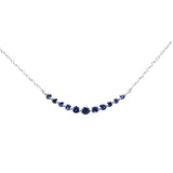 .30ct G SI 14K White Gold Blue Sapphire Gemstones Pendant Necklace 18" Long Chain