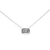 <span style="color:purple">SPECIAL!</span> .22ct G SI 14K White Gold Emerald Shape Diamond Pendant Necklace 18" Long Chain