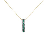 .61ct G SI 14K Yellow Gold Diamond & Emerald Gemstones Pendant Necklace 18" Long Chain