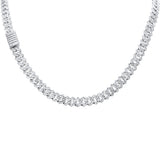<span style="color:purple">SPECIAL!</span>7MM 8.33ct G SI 14K White Gold Baguette & Round Diamond Square Cuban Necklace 22" Long