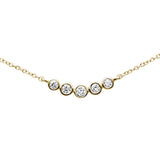 .17ct G SI 14K Yellow Gold 5 Diamond Trendy Pendant Necklace16+2" Ext.