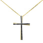 .35ct G SI 14K Yellow Gold Black Diamond Cross Pendant Necklace 18" Long Chain