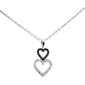 .20ct G SI 14K White Gold Black & White Diamond Heart Pendant Necklace 18" Long Chain