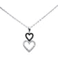 .18ct G SI 14K White Gold Black & White Diamond Heart Pendant Necklace 18" Long Chain