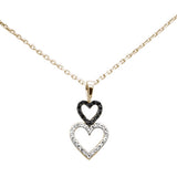 .16ct G SI 14K Yellow Gold Black & White Diamond Heart Pendant Necklace 18" Long Chain