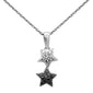 .16ct G SI 14K White Gold Black & White Diamond Star Pendant Necklace 18" Long Chain