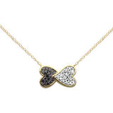 .20ct G SI 14K Yellow Gold Black & White Diamond Heart Pendant Necklace 18" Long Chain