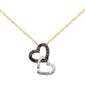 .20ct G SI 14K Yellow Gold Black & White Diamond Heart Pendant Necklace 18" Long Chain