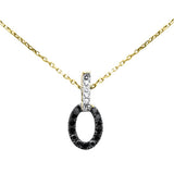.20ct G SI 14K Yellow Gold Black & White Diamond Pendant Necklace 18" Long Chain