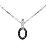 Collar con colgante de diamantes blancos y negros de 0,20 qt G SI en oro blanco de 14 quilates y cadena de 18 pulgadas de largo