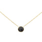 .10ct G SI 14K Yellow Gold Black Diamond Round Pendant Necklace 18" Long Chain