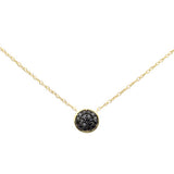 Colgante redondo de diamante negro de oro amarillo de 14K de .10ct G SI con cadena de 18" de largo