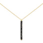 .18ct G SI 14K Yellow Gold Black Diamond Drop Pendant Necklace 18" Long Chain
