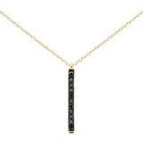 .18ct G SI 14K Yellow Gold Black Diamond Drop Pendant Necklace 18" Long Chain