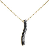 .22ct G SI 14K Yellow Gold Black Diamond Drop Pendant Necklace 18" Long Chain