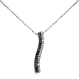<span style="color:purple">SPECIAL!</span> .23ct G SI 14K White Gold Black Diamond Drop Pendant Necklace 18" Long Chain