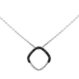 Collar con colgante de diamantes blancos y negros de 0,20 qt G SI en oro blanco de 14 quilates y cadena de 18 pulgadas de largo