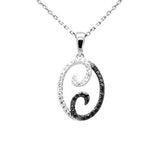 .33ct G SI 14K White Gold Black Diamond Pendant Necklace 18" Long Chain