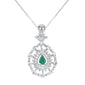 <span style="color:purple">SPECIAL!</span> 2.47ct G SI 14K White Gold Pear Shape Diamond & Natural Emerald Gemstones Pendant Necklace 18" Long Chain