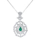 <span style="color:purple">SPECIAL!</span> 2.47ct G SI 14K White Gold Pear Shape Diamond & Natural Emerald Gemstones Pendant Necklace