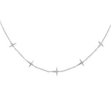 .07ct G SI 14K White Gold Diamond Cross Pendant Necklace Pendant  16+2" Long
