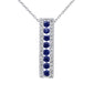<span style="color:purple">SPECIAL!</span> .72ct G SI 14K White Gold Diamond & Blue Sapphire Gemstones Pendant Necklace 18" Long Chain