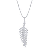 <span style="color:purple">¡ESPECIAL!</span> Colgante de hoja de diamante de oro blanco de 14 quilates de .30ct G SI, cadena de 18" de largo