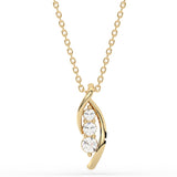 <span style="color:purple">¡ESPECIAL!</span>.33ct G SI Collar con Colgante de Tres Diamantes de Oro Amarillo de 14K Cadena de 18" de Largo