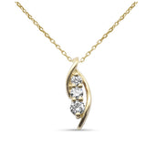 <span style="color:purple">¡ESPECIAL!</span>.33ct G SI Collar con Colgante de Tres Diamantes de Oro Amarillo de 14K Cadena de 18" de Largo