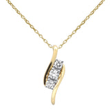<span style="color:purple">¡ESPECIAL!</span>.25ct G SI Colgante de Oro Amarillo 14K con Tres Piedras de Diamante Collar con Cadena de 18" de Largo