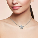 <span style="color:purple">¡ESPECIAL!</span>.25ct G SI Colgante de Oro Blanco de 14K con Diamantes Redondos y Baguette, Collar de 18" de Largo