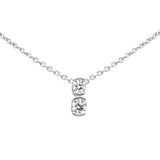 .25ct G SI 14K White Gold Two Stone Diamond Pendant Necklace  14+2" Ext. Chain