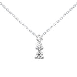 .33ct G SI 14K White Gold Three Stone Diamond Pendant Necklace  18" Long Chain