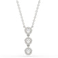 <span style="color:purple">SPECIAL!</span>.25ct G SI 14K White Gold Three Stone Diamond Beaded Drop Pendant Necklace  14+2" Ext. Chain