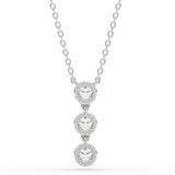 <span style="color:purple">¡ESPECIAL!</span>.25ct G SI 14K Oro Blanco Collar con Colgante de Tres Piedras de Diamante con Gotas y Cuentas de 14+2" de Cadena Extendida