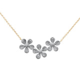.33ct G SI 14K Yellow Gold Diamond Flower Pendant Necklace 13+2" Ext. Chain