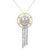 1.25ct G SI 14K Yellow Gold Diamond Beaded Drop Pendant Necklace  18" Long Chain