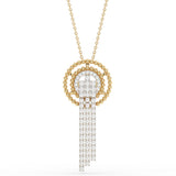 1.25ct G SI 14K Yellow Gold Diamond Beaded Drop Pendant Necklace  18" Long Chain