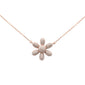 <span style="color:purple">SPECIAL!</span>.33ct G SI 14K Rose Gold Diamond Sunflower Pendant Necklace 18" Long Chain