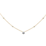 <span style="color:purple">SPECIAL!</span>.33ct G SI 14K Yellow Gold Round Diamond Pendant Necklace 18" Long Chain