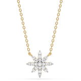 .33ct G SI 14K Yellow Gold Diamond Starburst Pendant Necklace 18" Long Chain