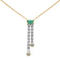 <span style="color:purple">SPECIAL!</span>1.37ct G SI 14K Yellow Gold Diamond Emerald Gemstones Pendant Necklace 14+2" Ext. Chain