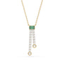 <span style="color:purple">SPECIAL!</span>1.37ct G SI 14K Yellow Gold Diamond Emerald Gemstones Pendant Necklace 14+2" Ext. Chain