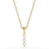 .20ct G SI 14K Yellow Gold Three Stone Diamond Pendant Necklace  18" Long Chain