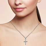 Collar con colgante de cruz de diamantes de oro blanco de 14K, 0,06 ct, G, SI, cadena de 18 pulgadas de largo