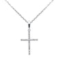 .05ct G SI 14K White Gold Diamond Cross Pendant Necklace 18" Long Chain